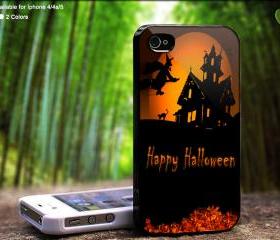 Happy Halloween Witch Flying On - Case For iPhone Case, iPhone 4, Case, iPhone 4S, iPhone 5, Hard Cover