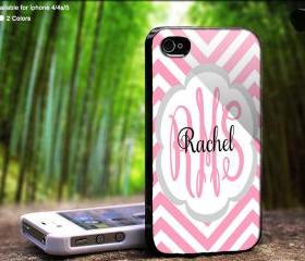 Cevron Monogram Canvas Pink Case For iPhone Case, iPhone 4, Case, iPhone 4S, iPhone 5, Hard Cover