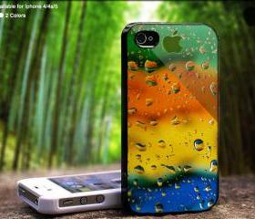 Colorful Rain Drops Water With Logo Apple Case For iPhone Case, iPhone 4, Case, iPhone 4S, iPhone 5, Hard Cover